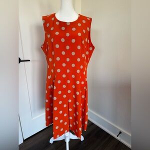 Voir Voir Orange Polka Dot Sleeveless Dress – Size 14